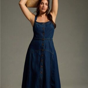 Anthropologie Denim Buttoned Midi Sundress
